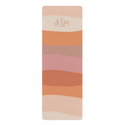Eco-Friendly Rubber Yoga Mat - Multi-Colored Waves, Perfect for Mindfulness & Fitness Enthusiasts