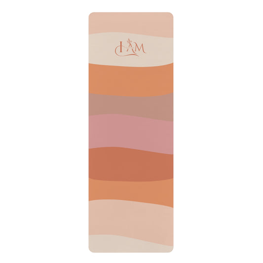 Eco-Friendly Rubber Yoga Mat - Multi-Colored Waves, Perfect for Mindfulness & Fitness Enthusiasts