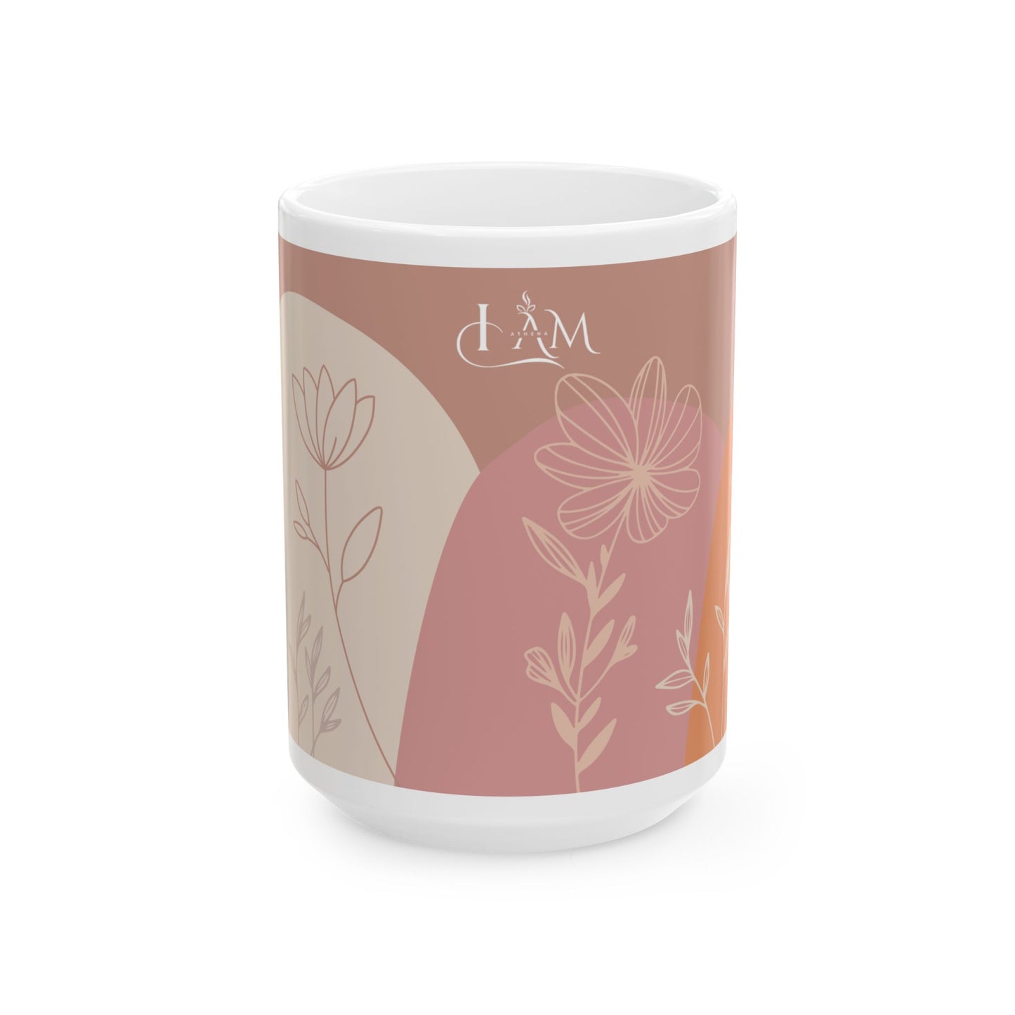 Floral Design Ceramic Mug | 15oz Coffee Cup